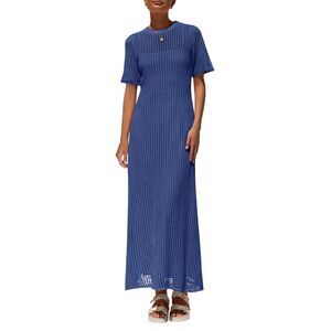 Beach Short Sleeve Hollow Out Sundress, SMALL, 7O-151D003